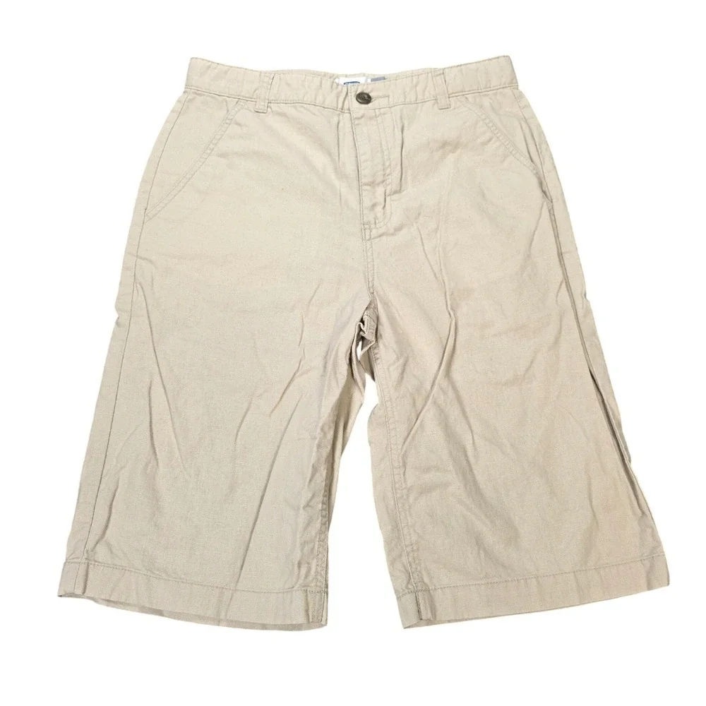 Old Navy Khaki Linen Cotton Blend Shorts Boy's‎ Size 18 Regular Tan Standard